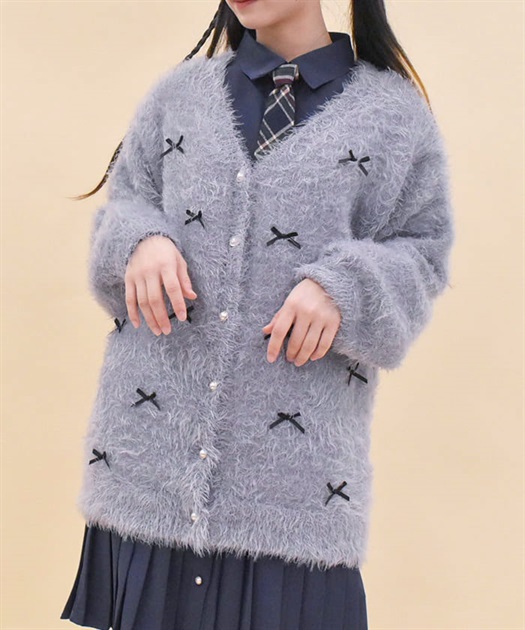 メニーリボンモヘアニットカーディガン | outlet | axes femme
