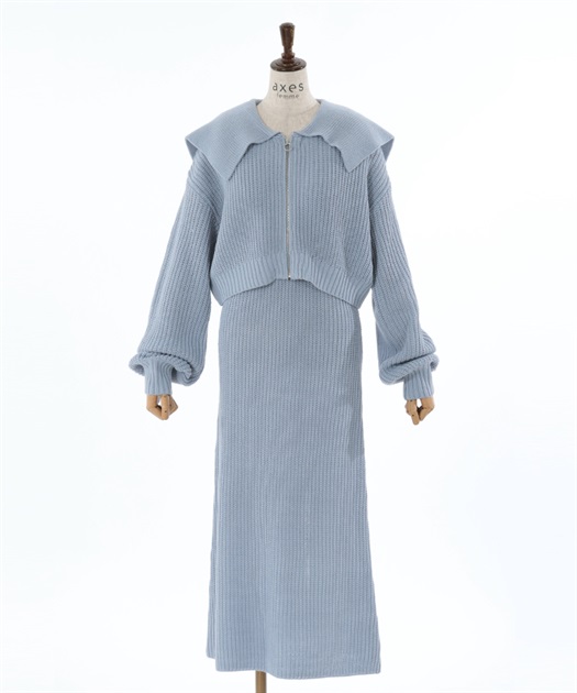 ジップ付ニット×ニットワンピース | outlet | axes femme online ジップ付ニット×ニットワンピース | outlet | axes femme online