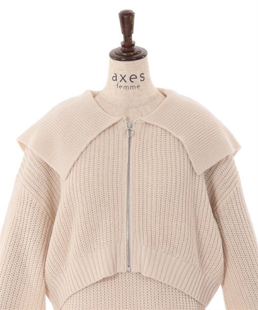 ジップ付ニット×ニットワンピース | outlet | axes femme online