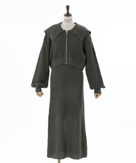 ジップ付ニット×ニットワンピース | outlet | axes femme online ジップ付ニット×ニットワンピース | outlet | axes femme online