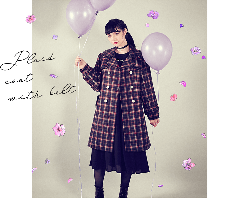 Plaid coat with belt