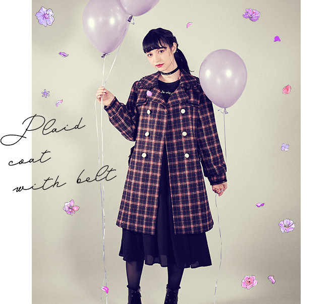 Plaid coat with belt